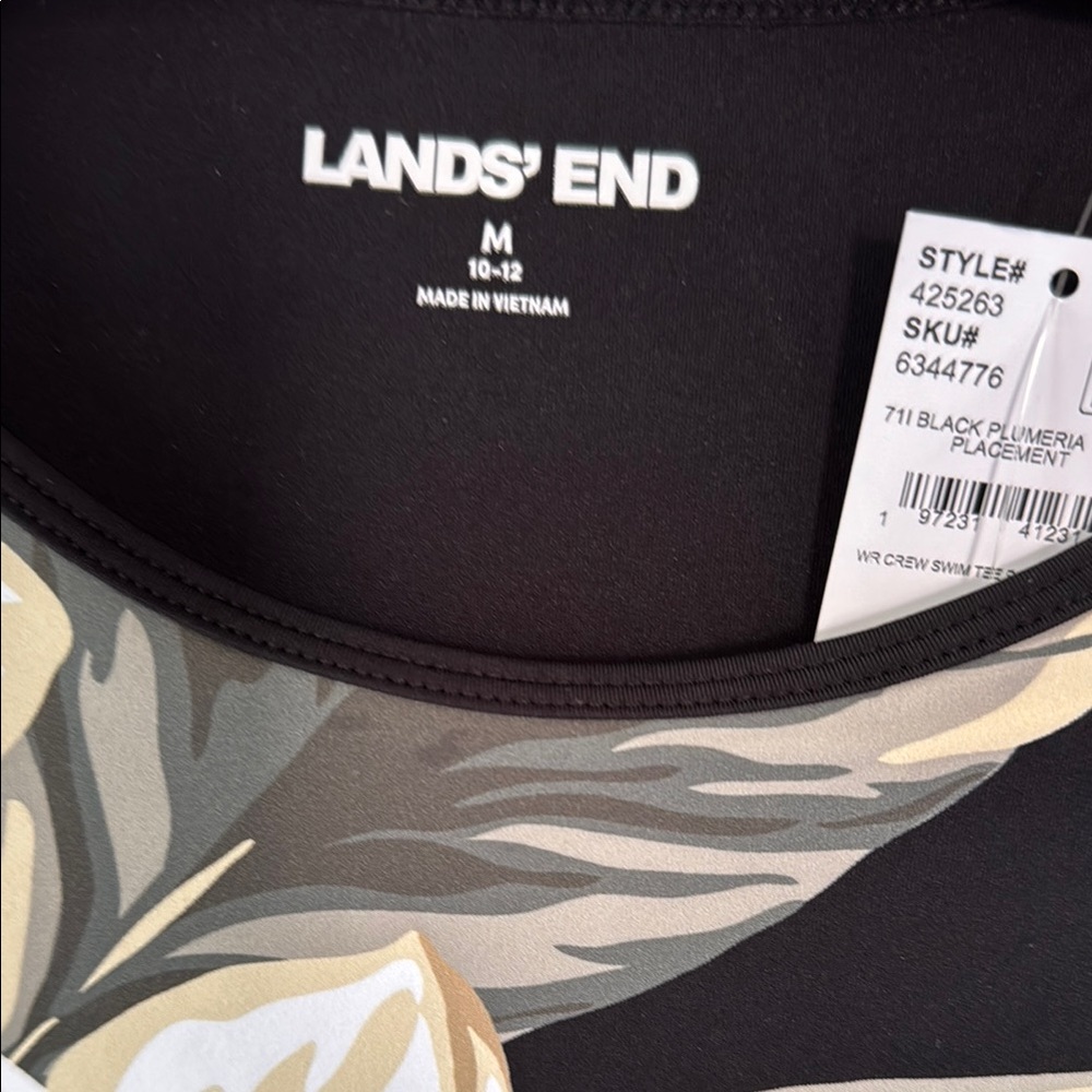 NEW LANDS’ END Black Floral Women's Long Sleeves Top - Picture 4 of 8